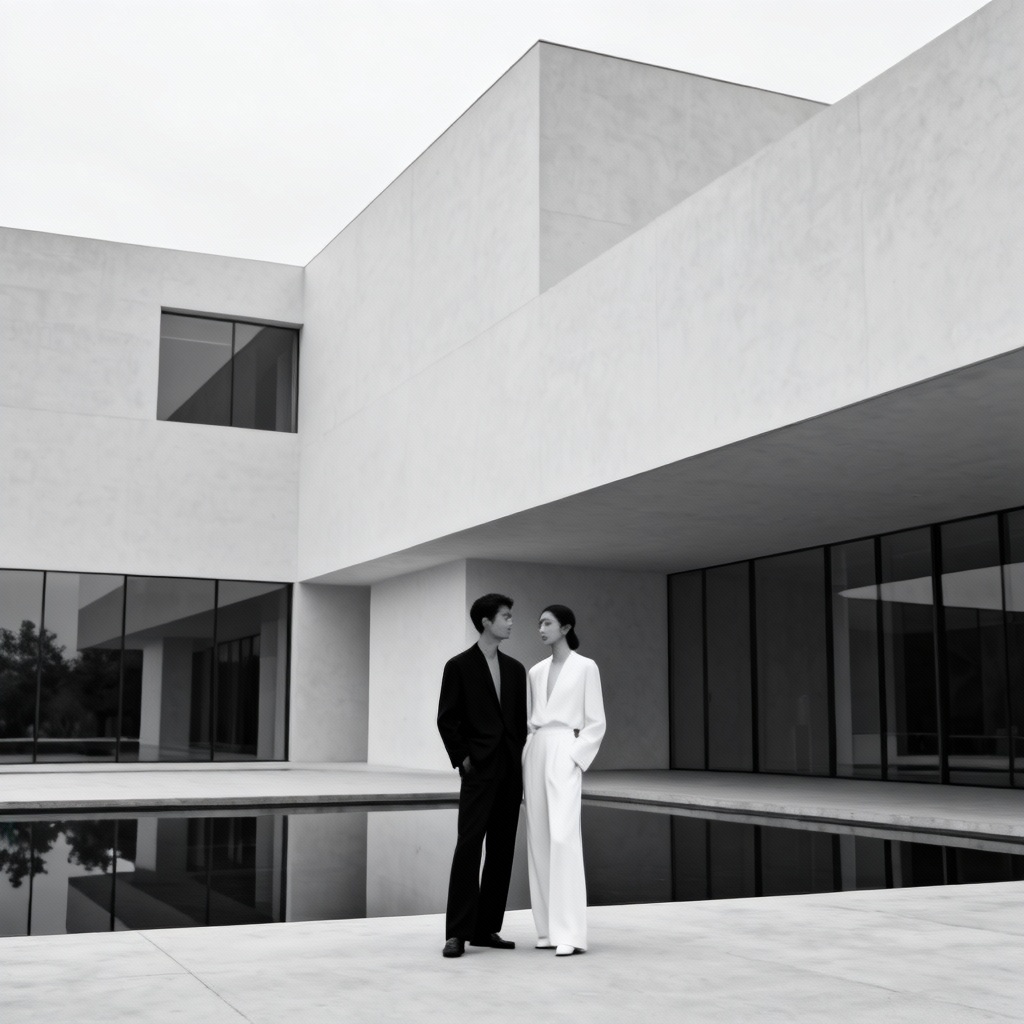 AI modern minimal elegant couple portrait