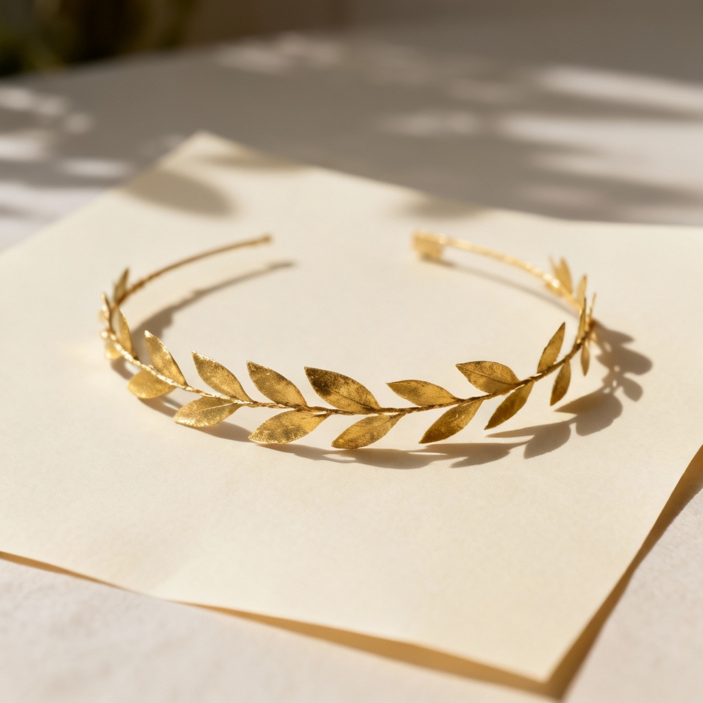 AI boho gold leaf headband product image