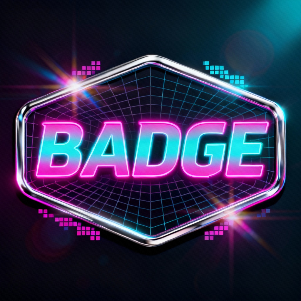 AI Neon Grid Tech Y2K Badge