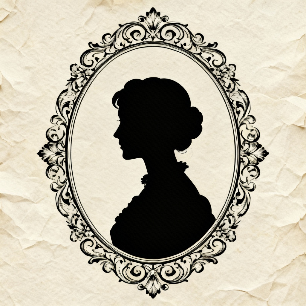 AI classic cameo profile silhouette with ornate frame