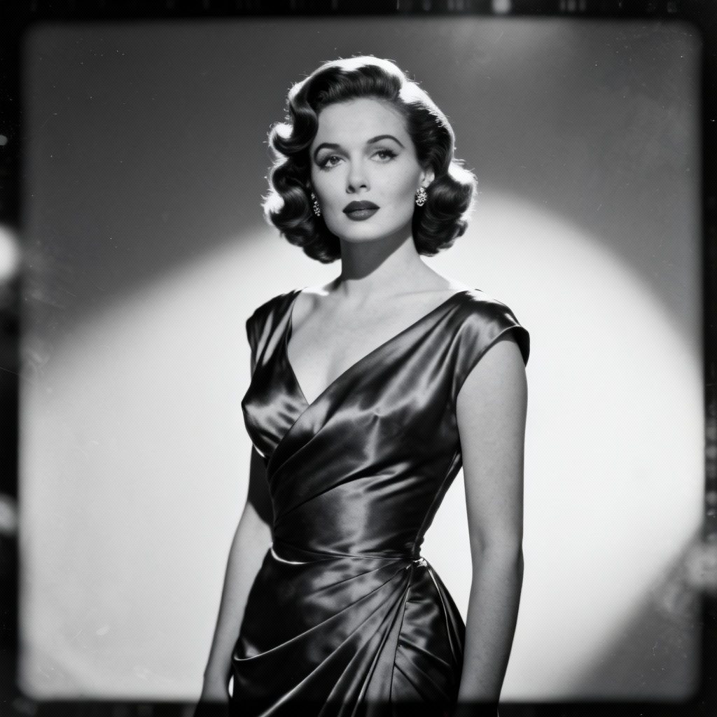 AI vintage old Hollywood elegant lady in black and white