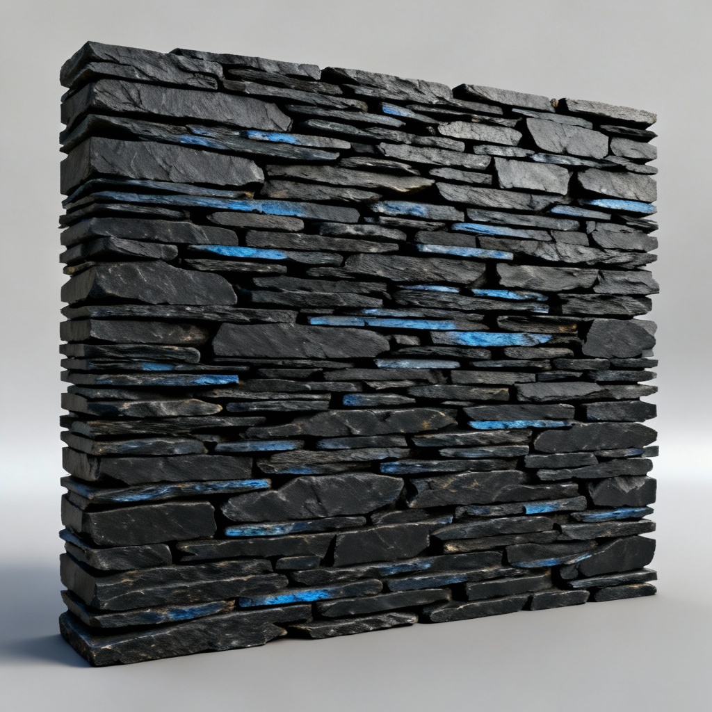 AI black slate dry stack wall seamless texture