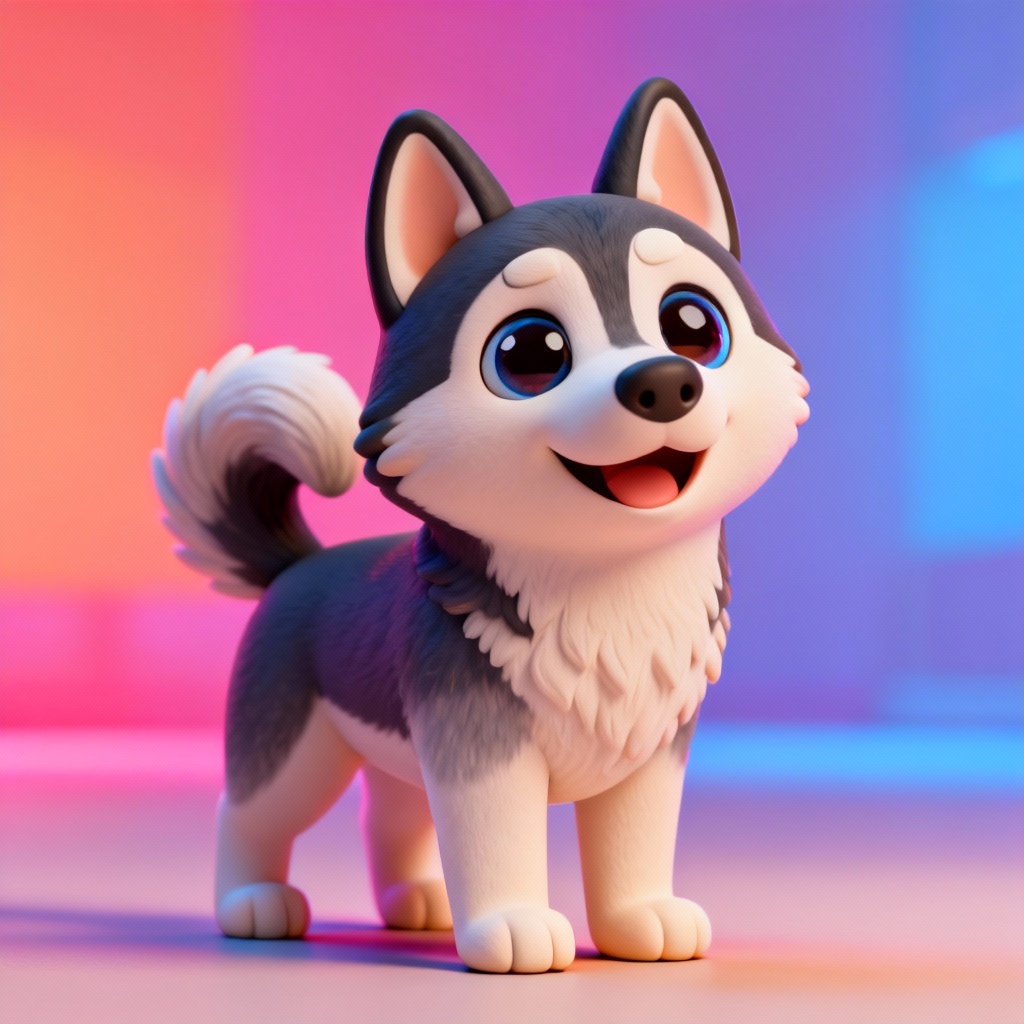 AI husky stylized 3D pixar-like character