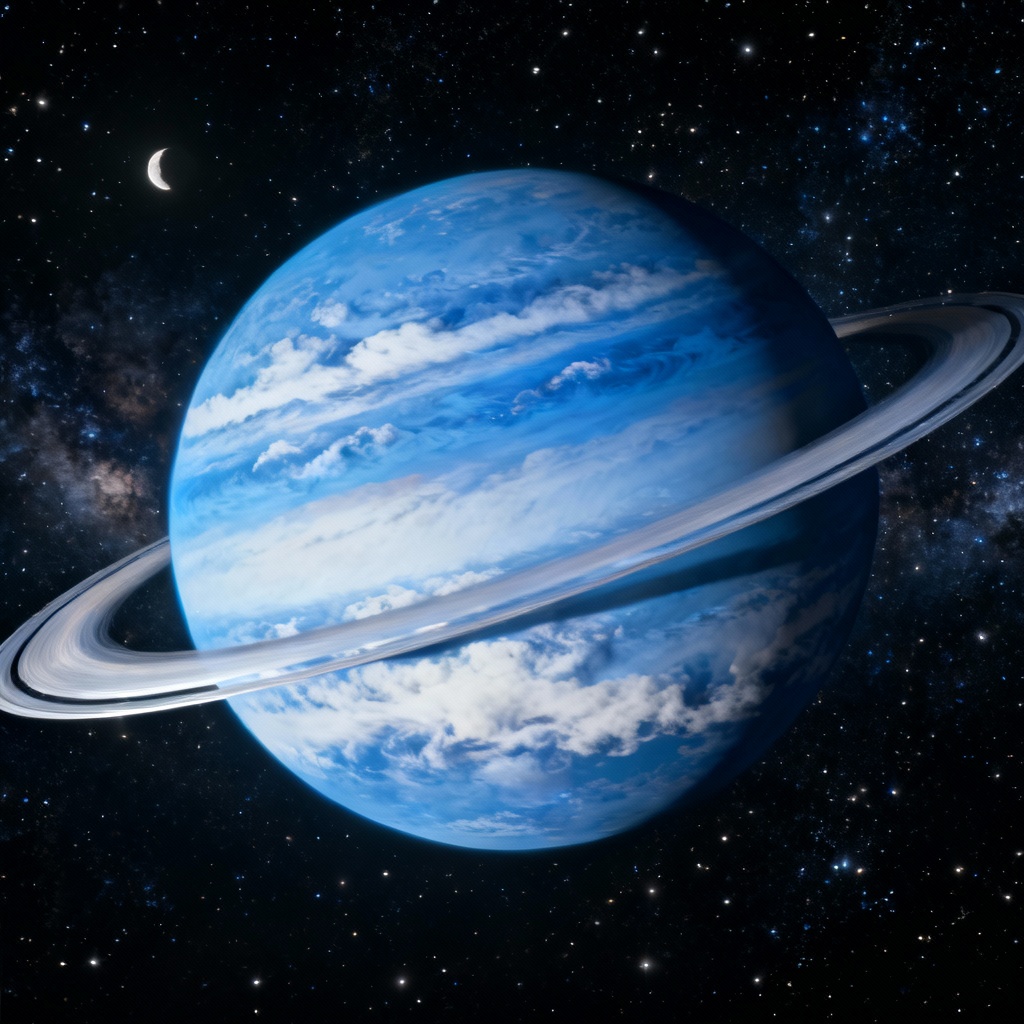 AI ringed gas giant with swirling bands