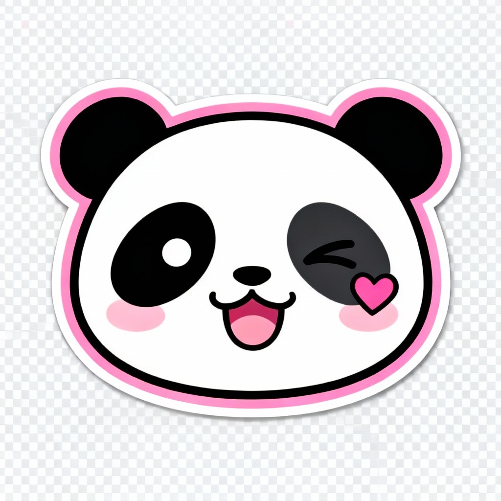 AI Sassy Panda Emoji Sticker with thick outline