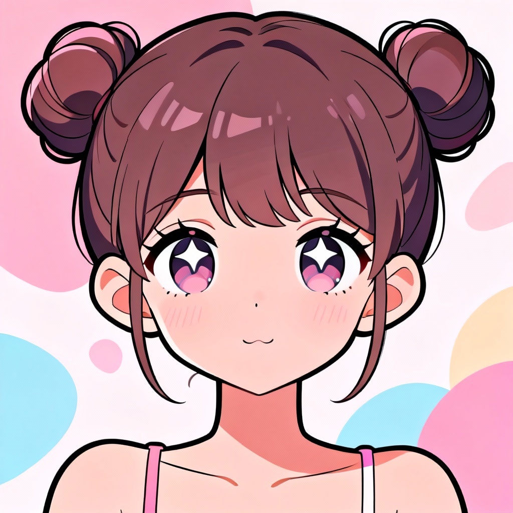 AI Double Bun Kawaii Style