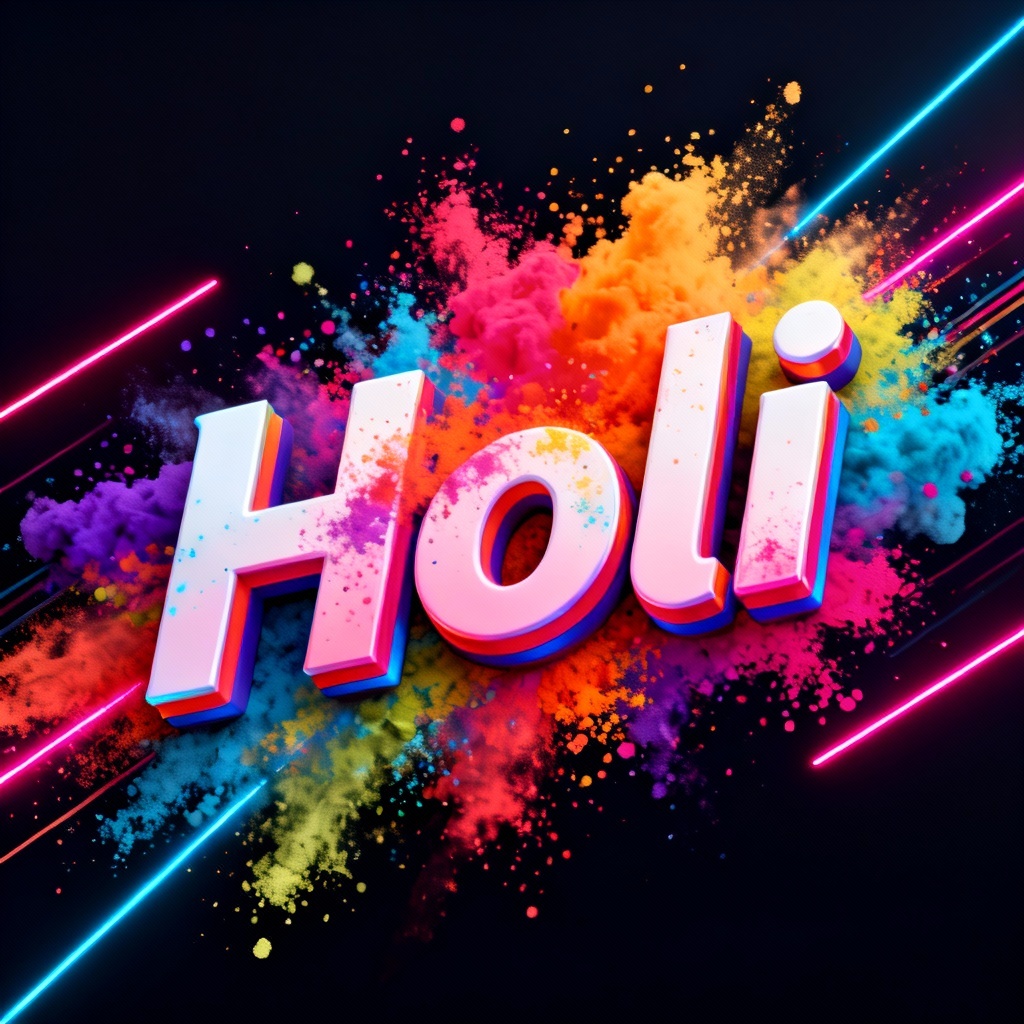 AI Holi festival poster with color explosion typography