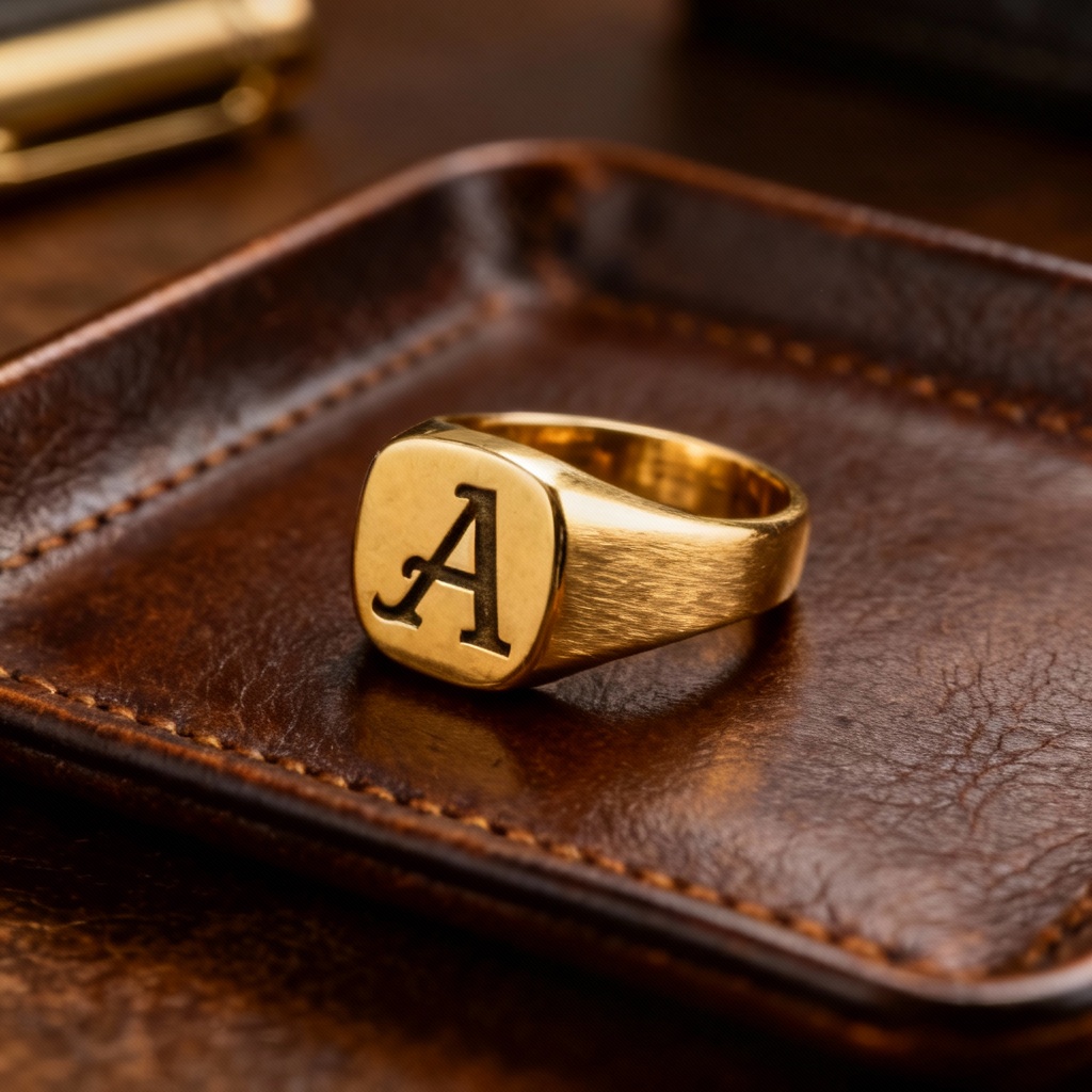 AI Men’s Gold Signet Ring Monogram