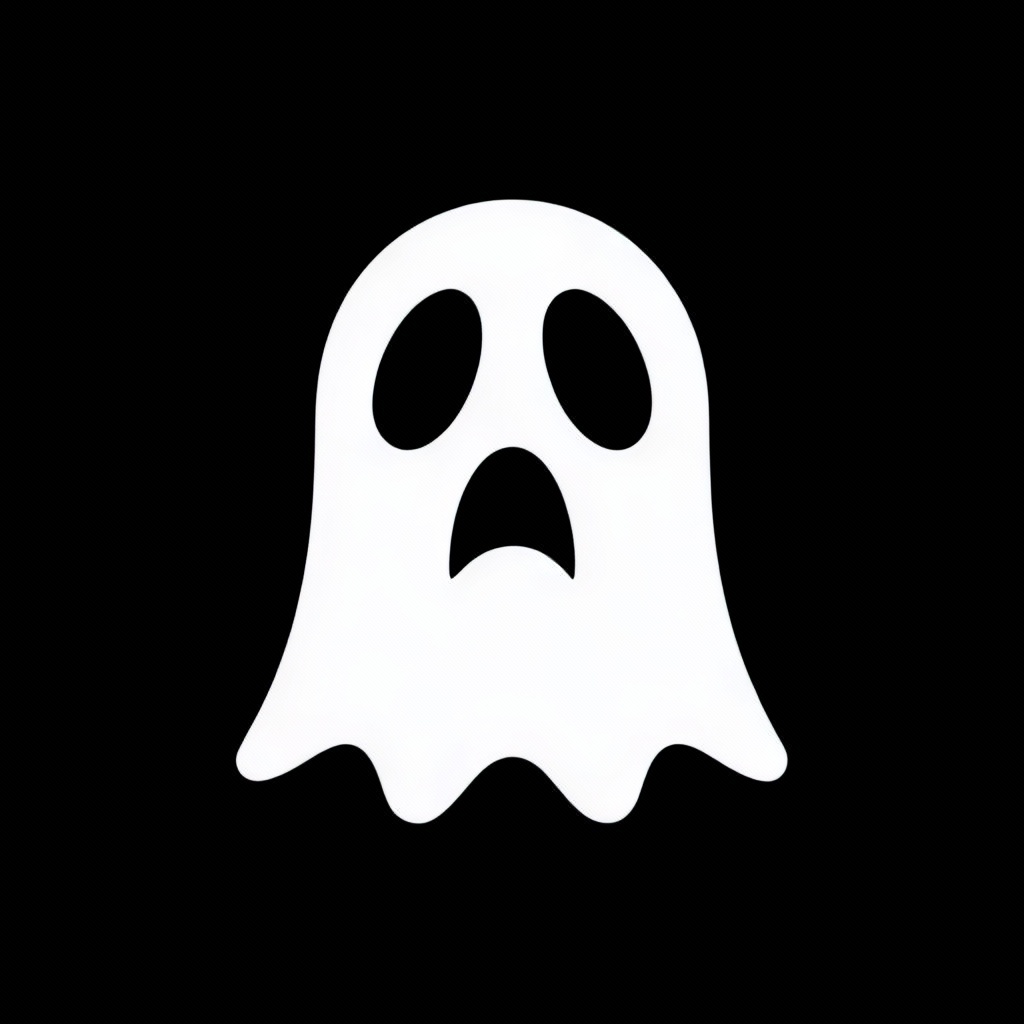 Minimal black and white ghost face logo