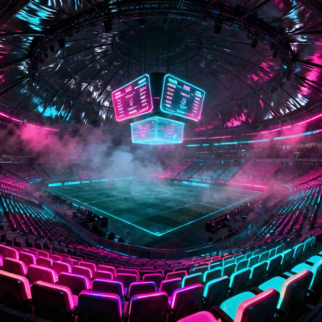 AI cyberpunk esports stadium concept