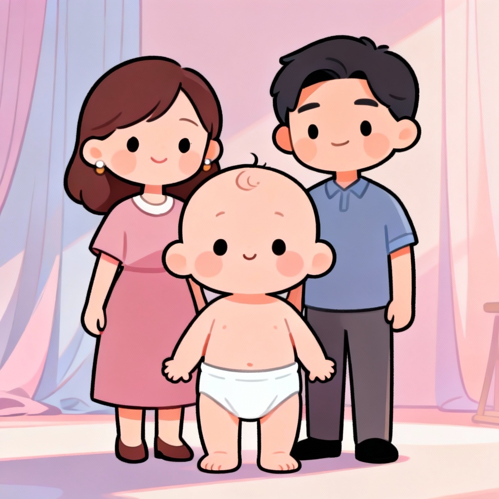 AI chibi cartoon future baby with parent features