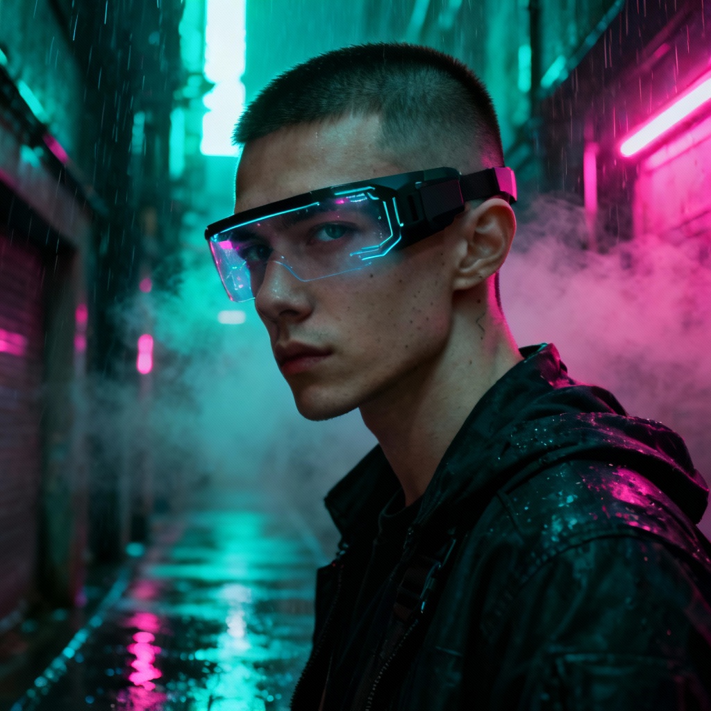AI cyberpunk young male portrait