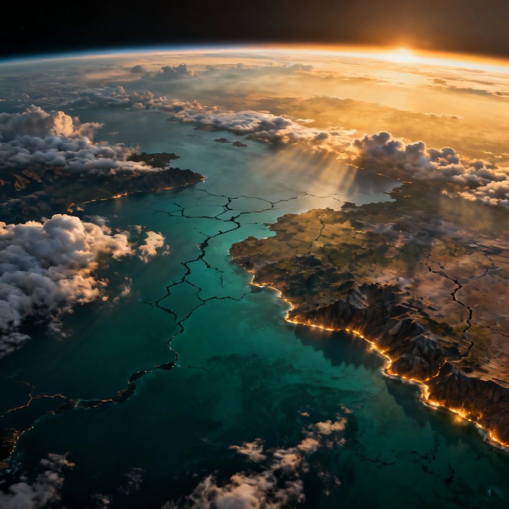 AI habitable exoplanet with oceans and clouds