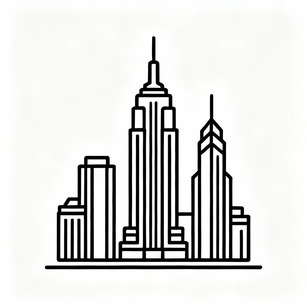 AI minimalist skyline silhouette line art