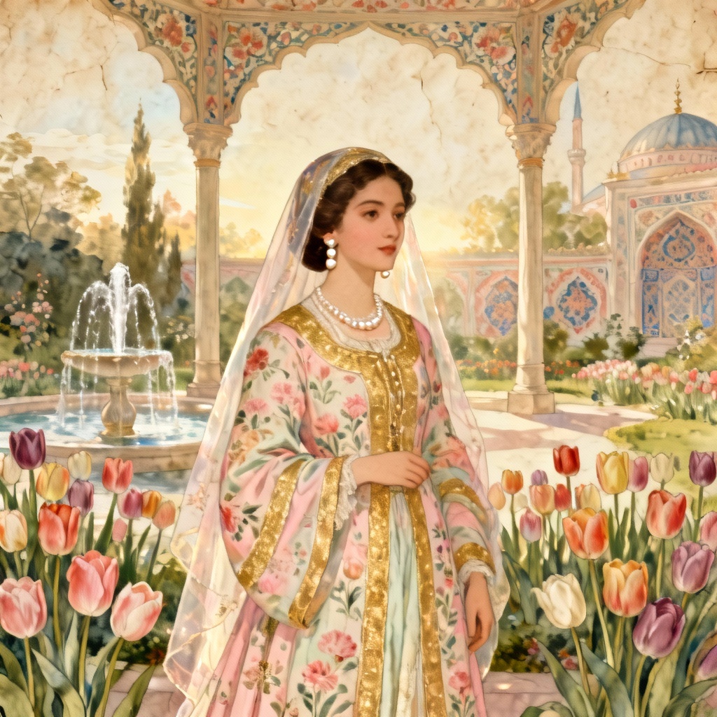 AI Sultana Portrait in Tulip Era Garden
