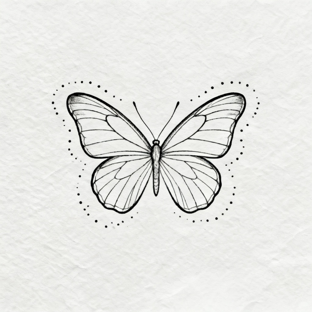 AI fine line butterfly collarbone tatoo