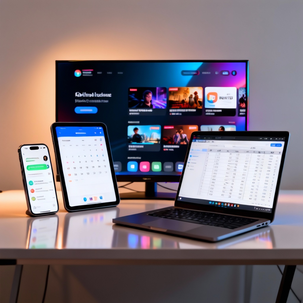 Photorealistic multi-device screen mockup generated by AI