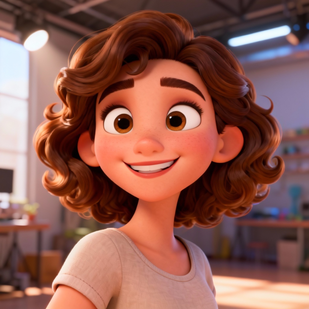 AI brunette 3D Pixar-style character