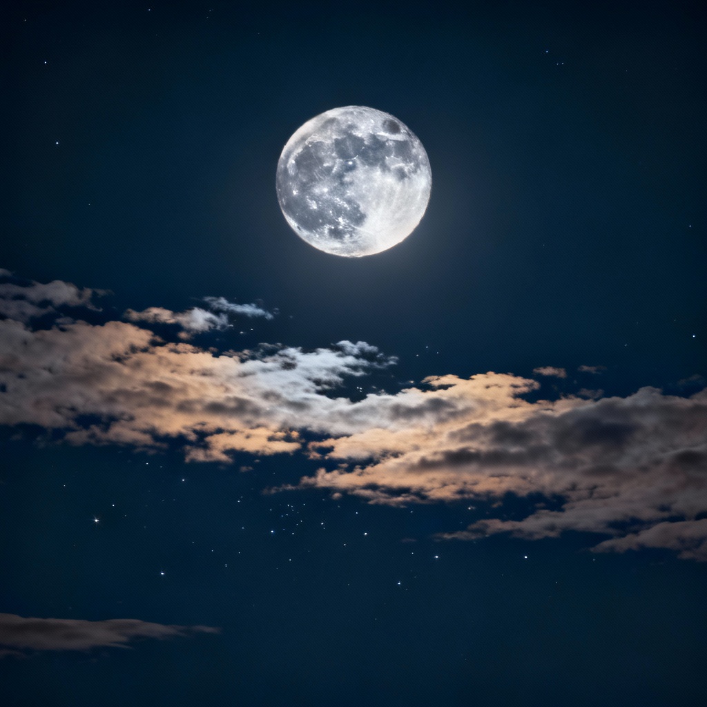 AI night sky with moonlit scattered clouds
