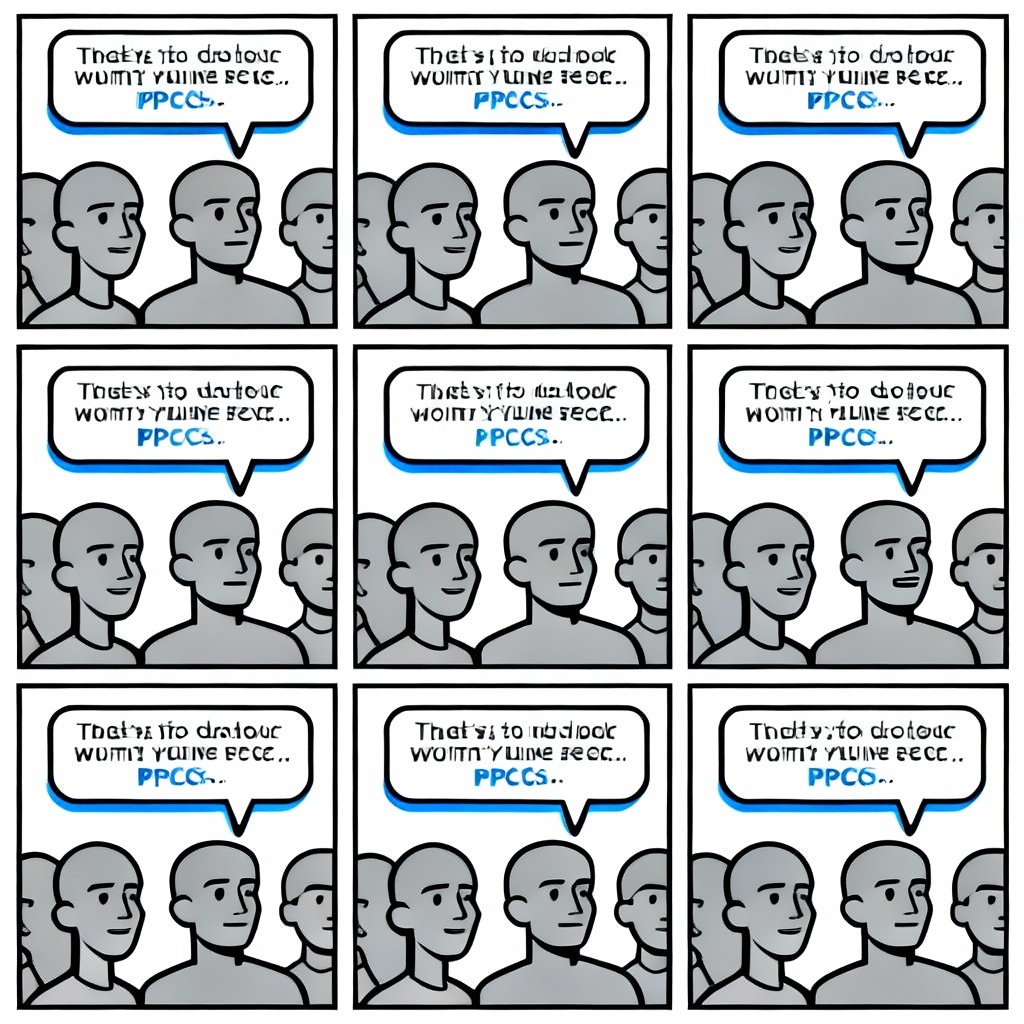 AI NPC crowd meme with repeated dialogue bubbles