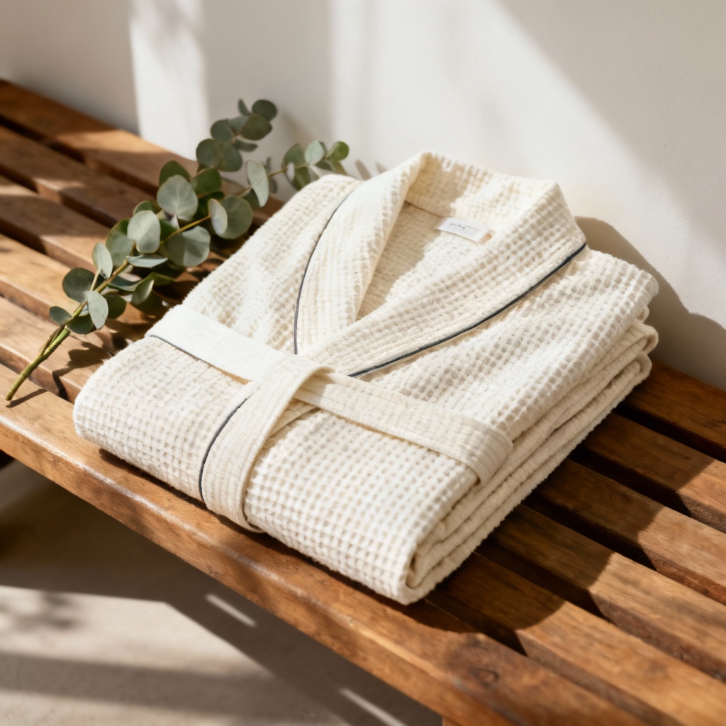 AI Minimal Spa Robe in Waffle Cotton