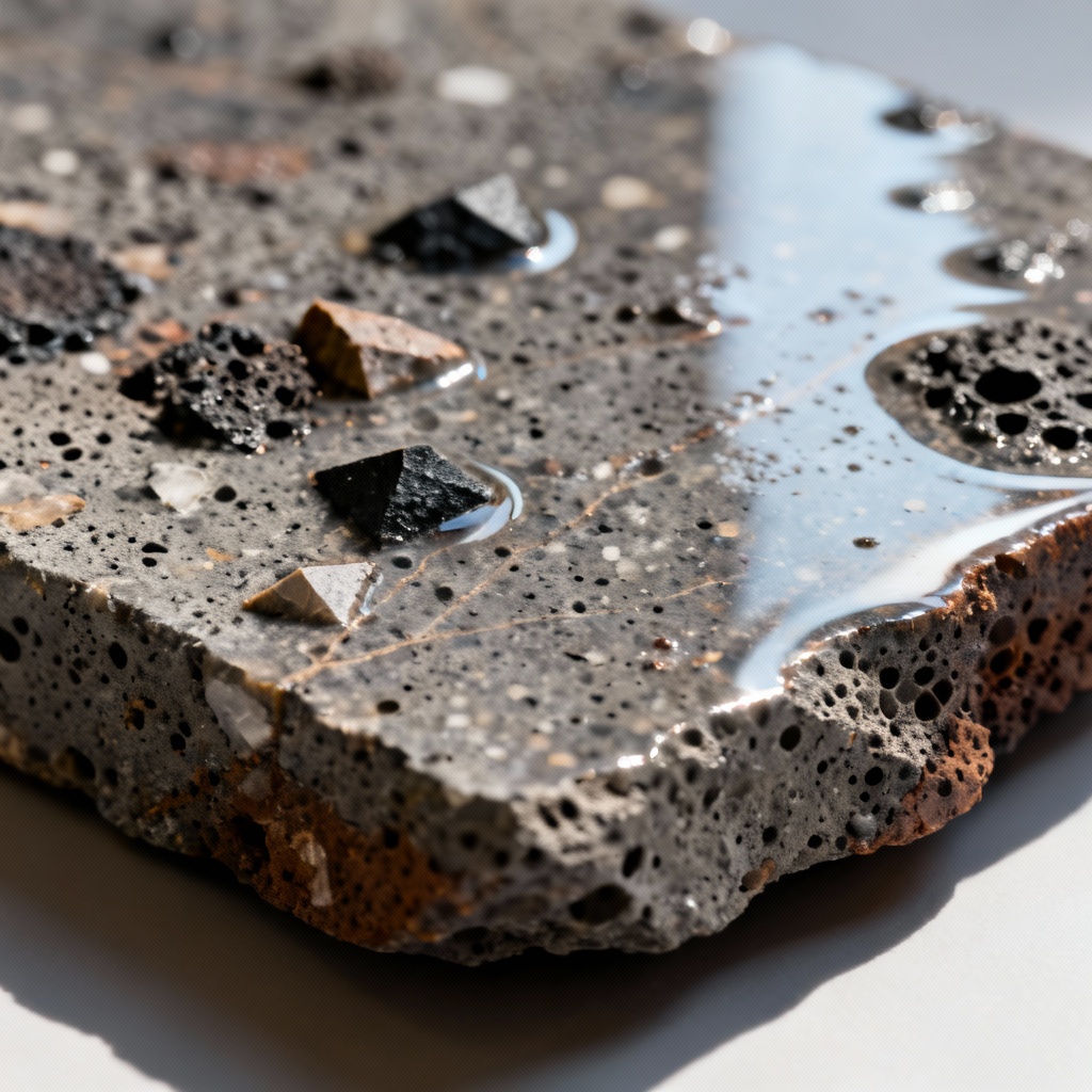 Polished tuff slab macro texture