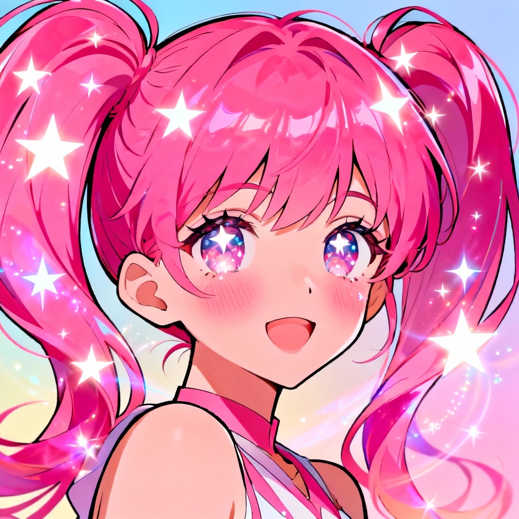 AI anime pink hair bubblegum twin tails character