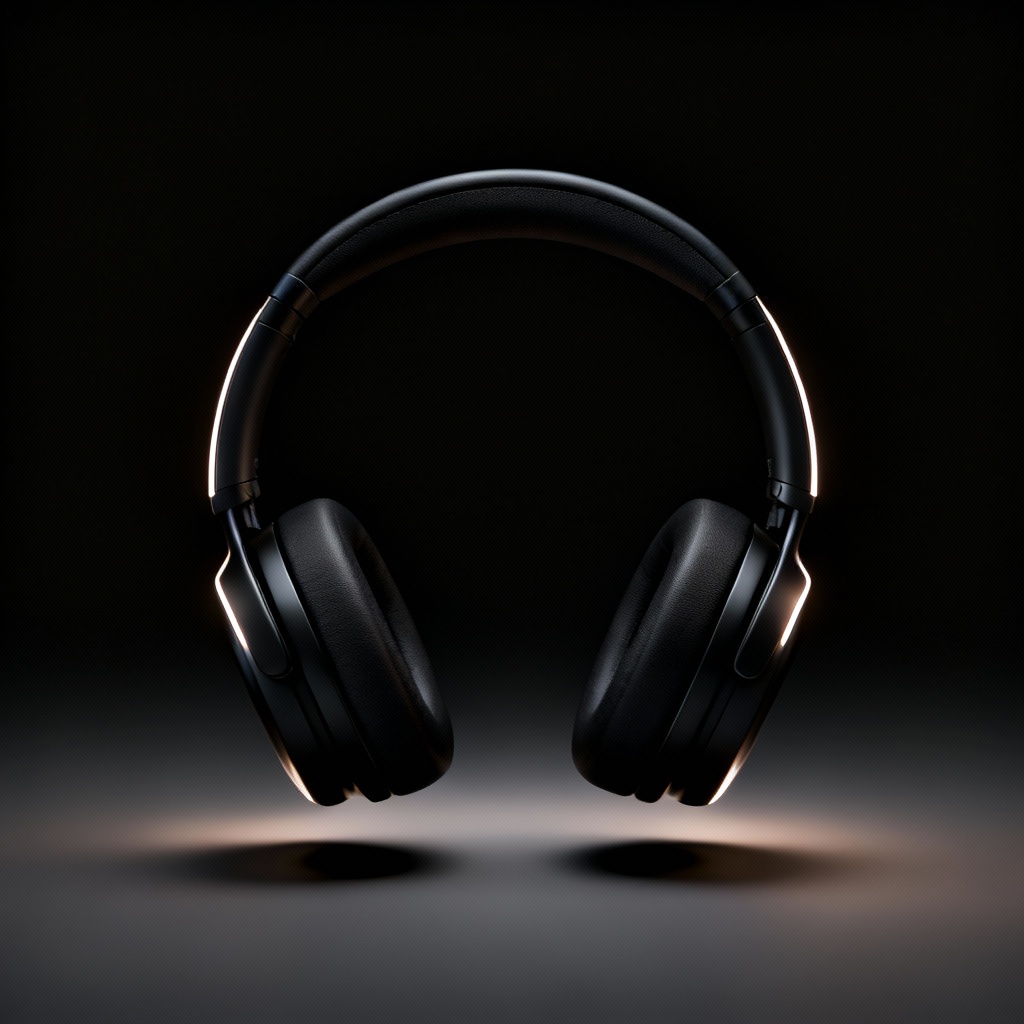 AI matte black product render of headphones