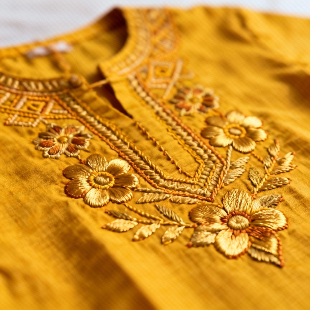 AI Punjabi Kurta With Phulkari Embroidery