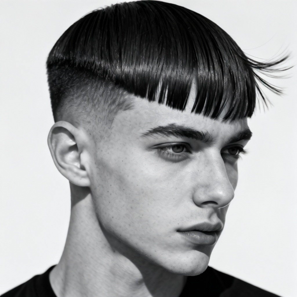 AI male straight hairstyle undercut
