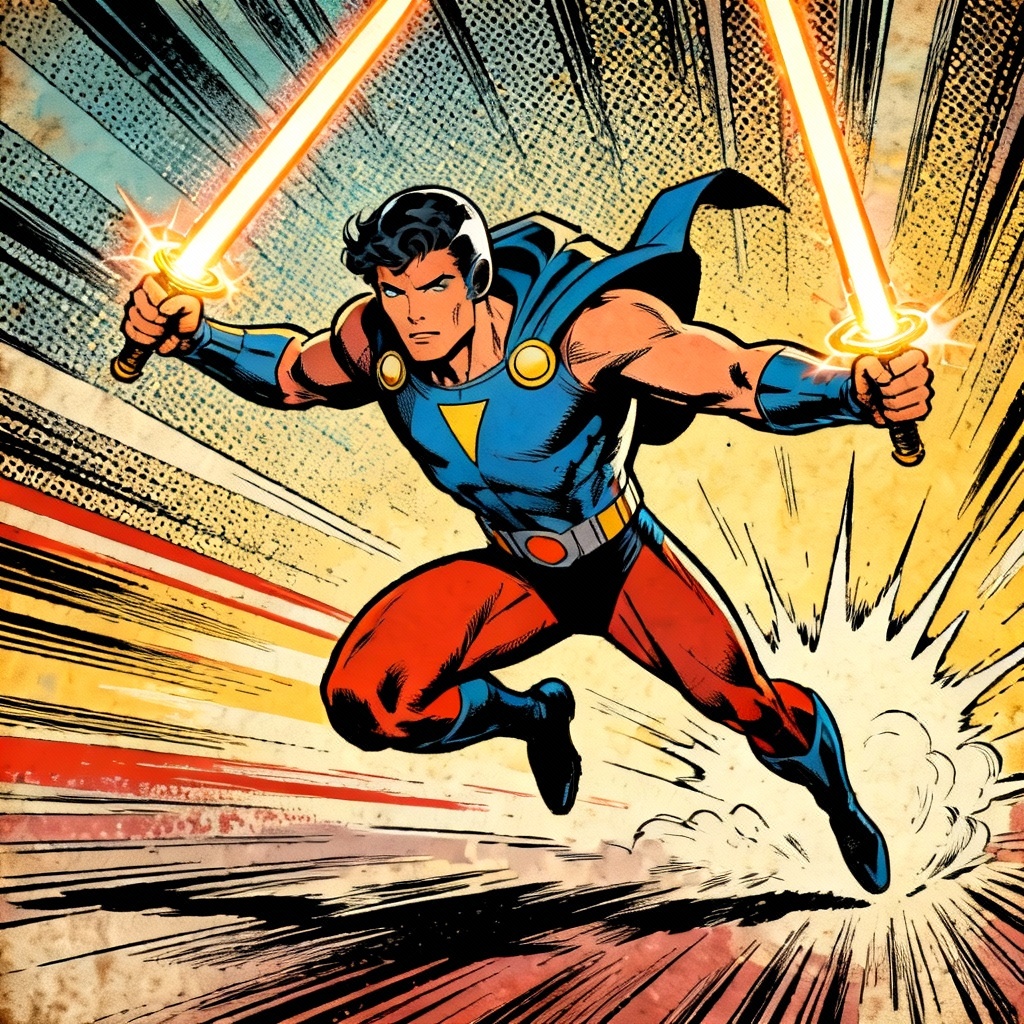 Comic book Jedi warrior hero panel