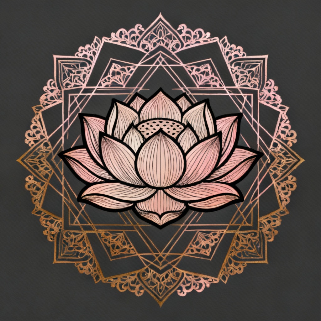 AI mandala sacred lotus with intricate geometric linework