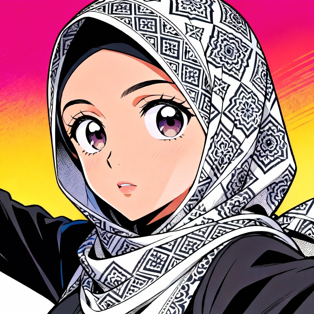 AI anime hijab character illustration