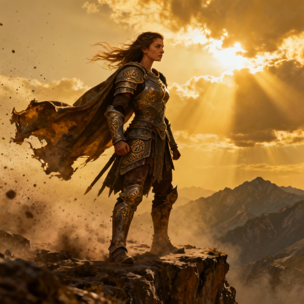 AI warrior queen in a powerful stance