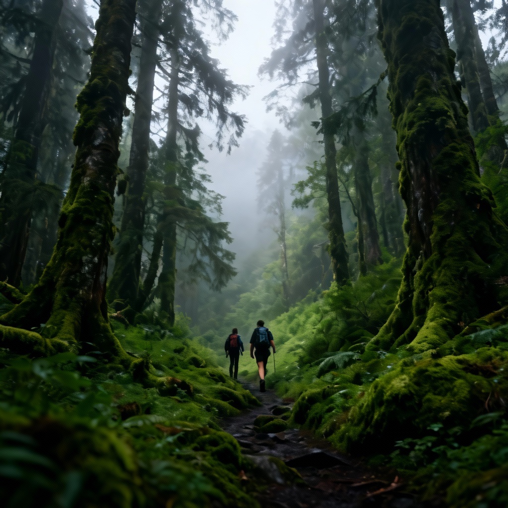 AI forest hike photo with mossy green grade