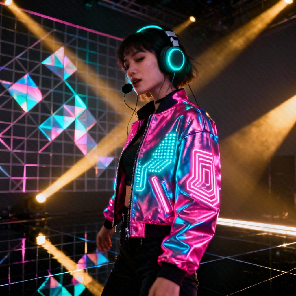 AI EDM vocalist with futuristic visuals