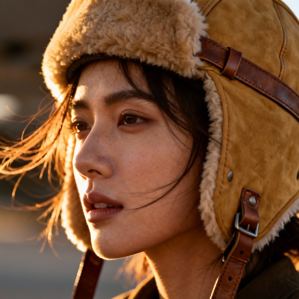 AI faux shearling aviator hat with straps