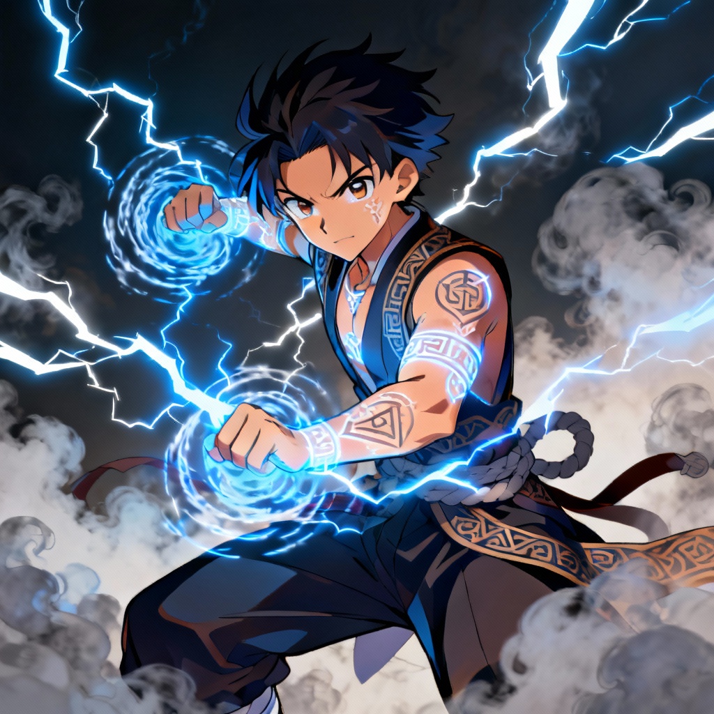 AI anime energy effect character