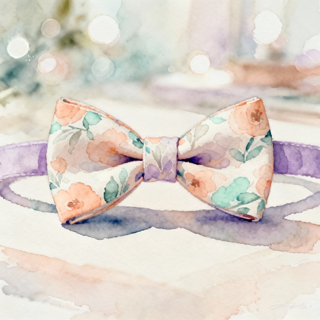 AI watercolor floral bow tie