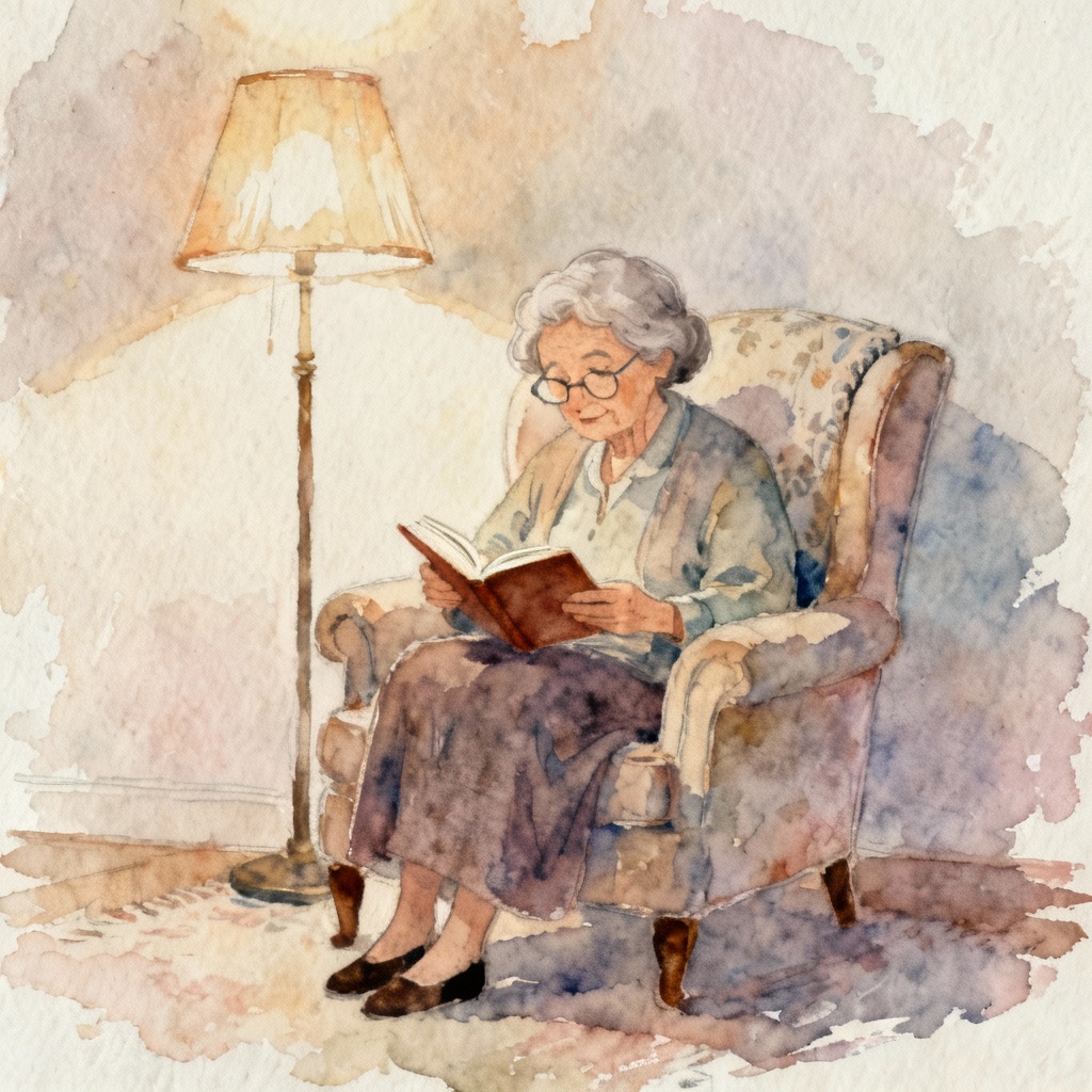 AI watercolor storybook grandmother