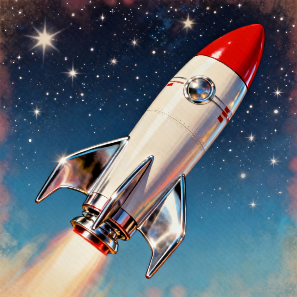 AI retro pulp rocket spaceship