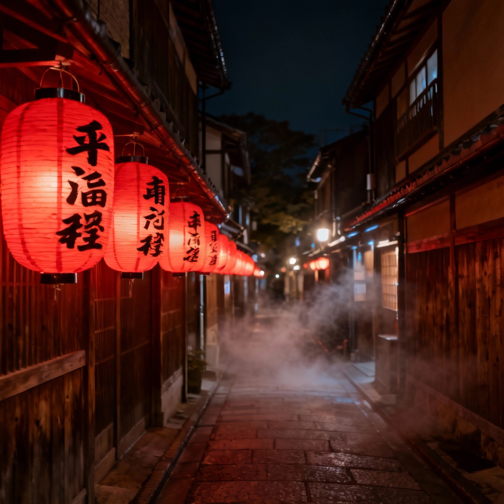 AI Japanese Chochin Lantern Street Scene