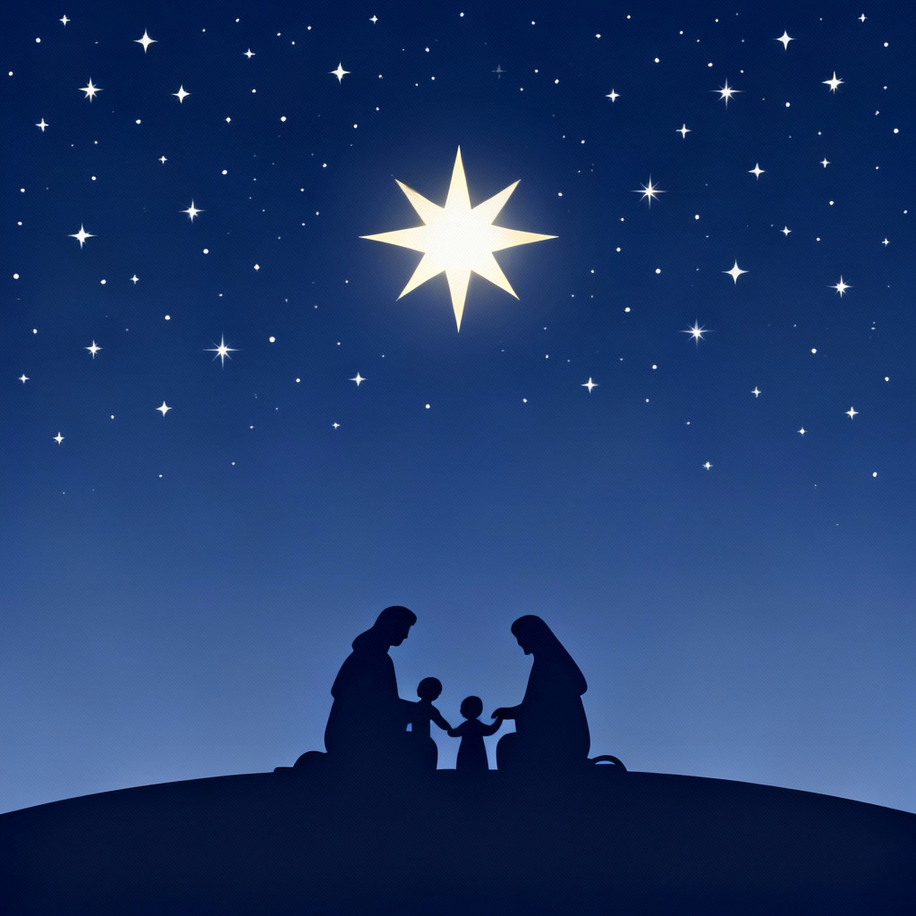 AI Nativity silhouette night sky background