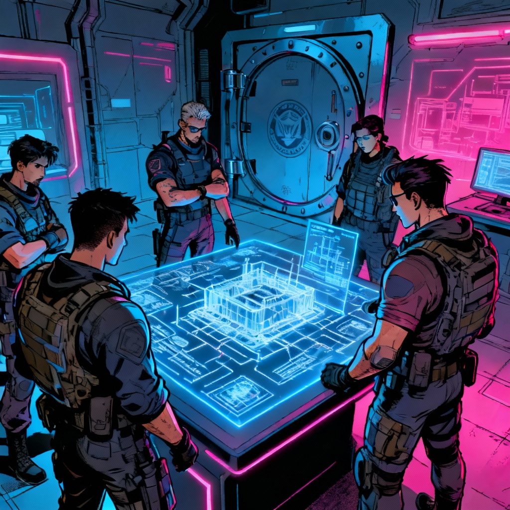 AI cyberpunk hero heist mission