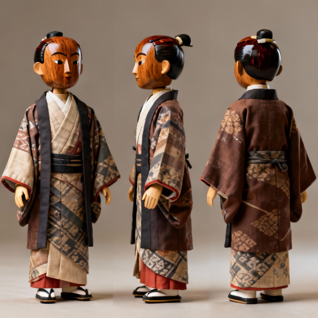 AI bunraku puppet character turnaround sheet