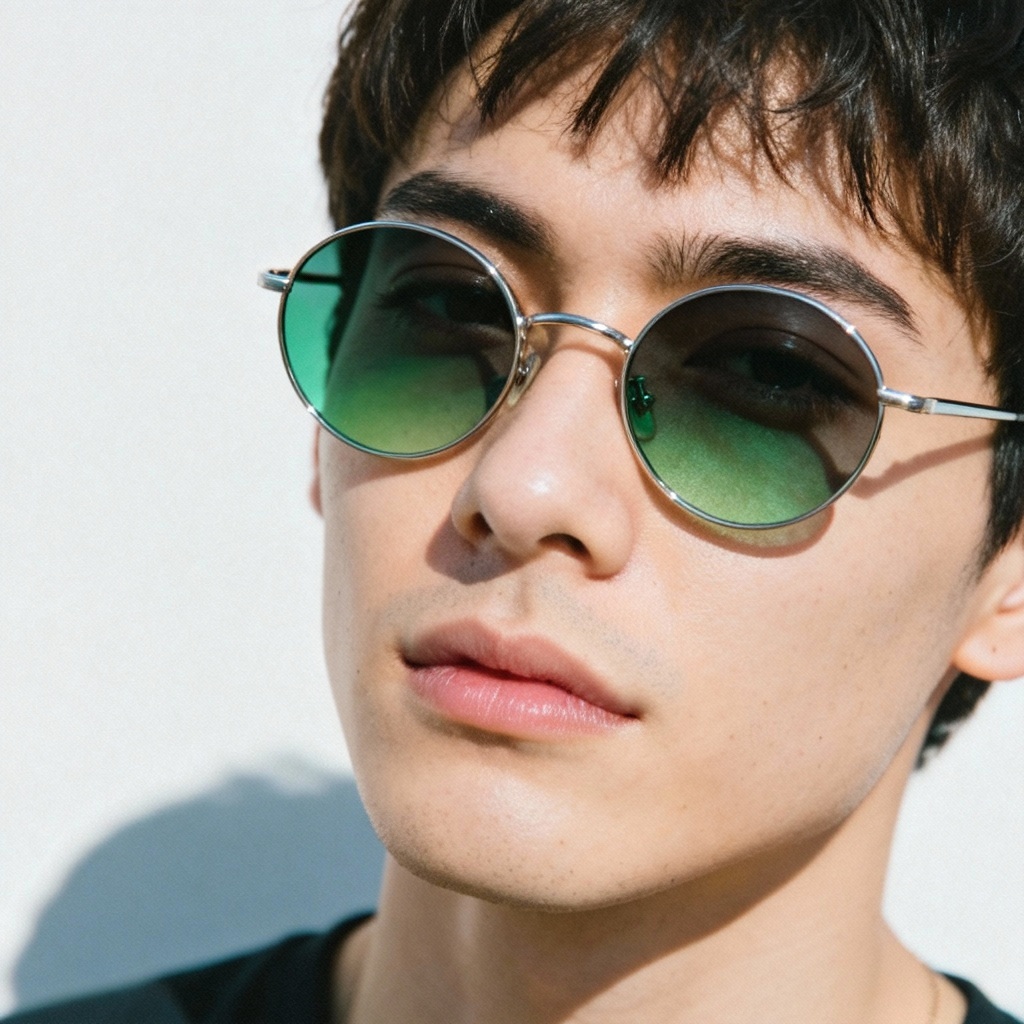 AI round metal indie sunglasses style