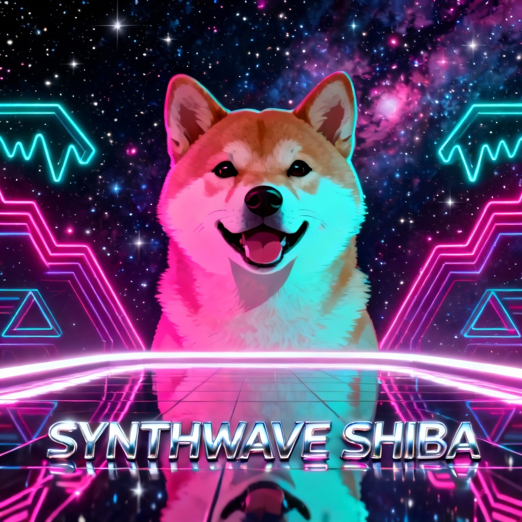 AI cosmic shiba in synthwave galaxy poster