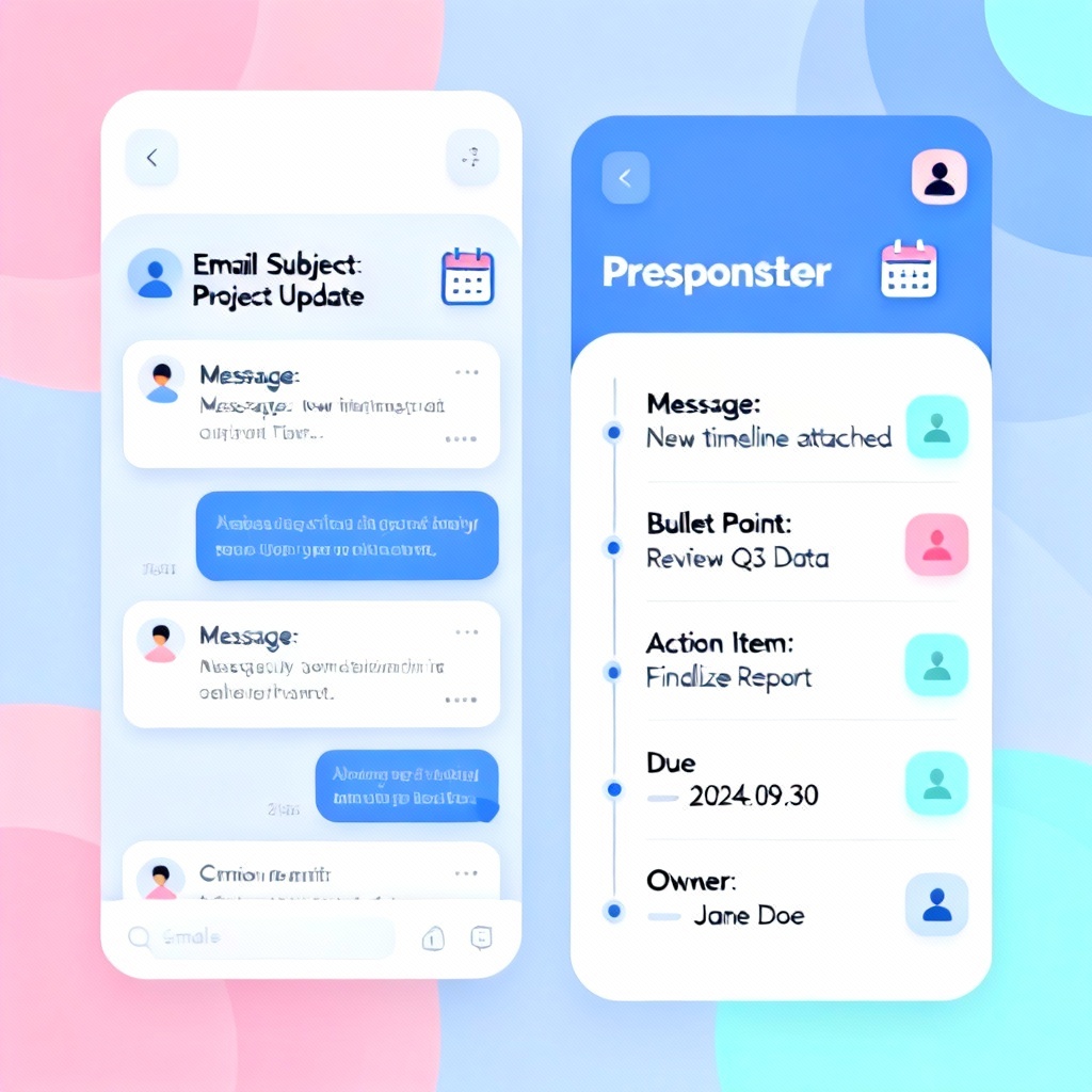 Email summarized into bullet list and action items