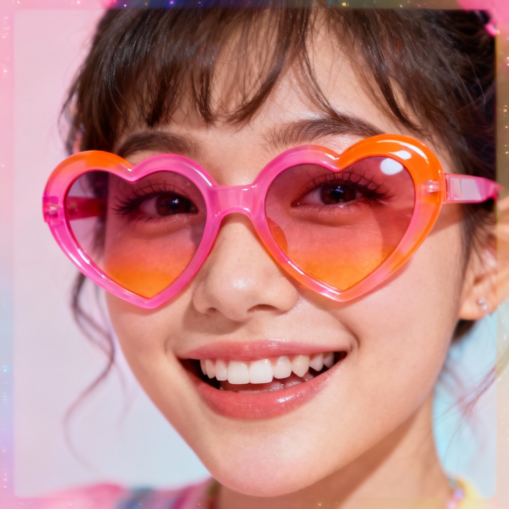 Heart-shaped tinted sunglasses in candy colors
