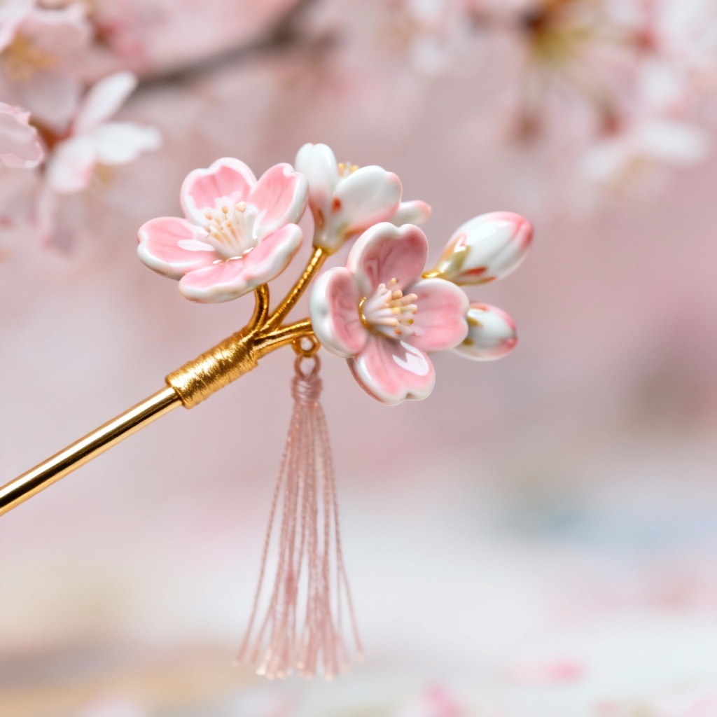 AI floral ceramic hairpin inspired by kanzashi